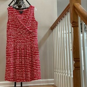 Lands' End Red and White Polka Dot Midi Dress